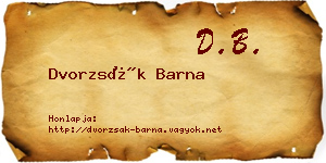 Dvorzsák Barna névjegykártya